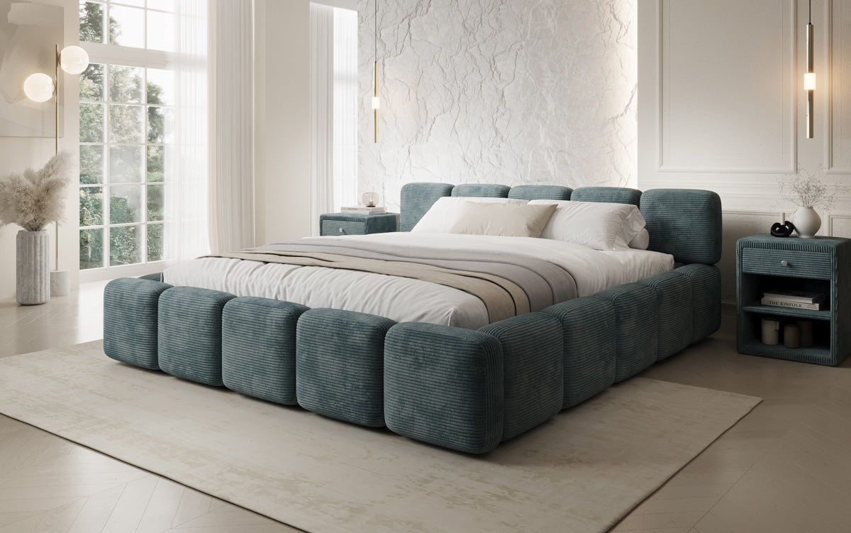 Designer-Polsterbett Giulia Cord mat Späicherplaz
