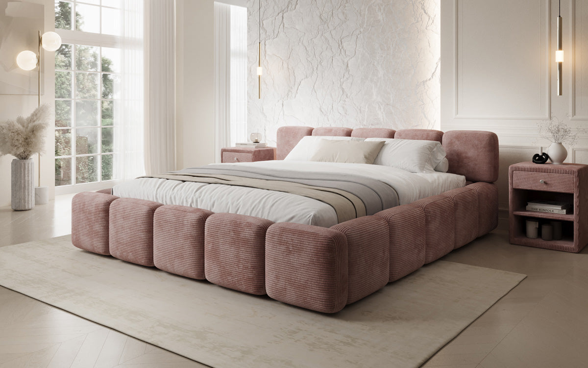 Designer-Polsterbett Giulia Cord mat Späicherplaz