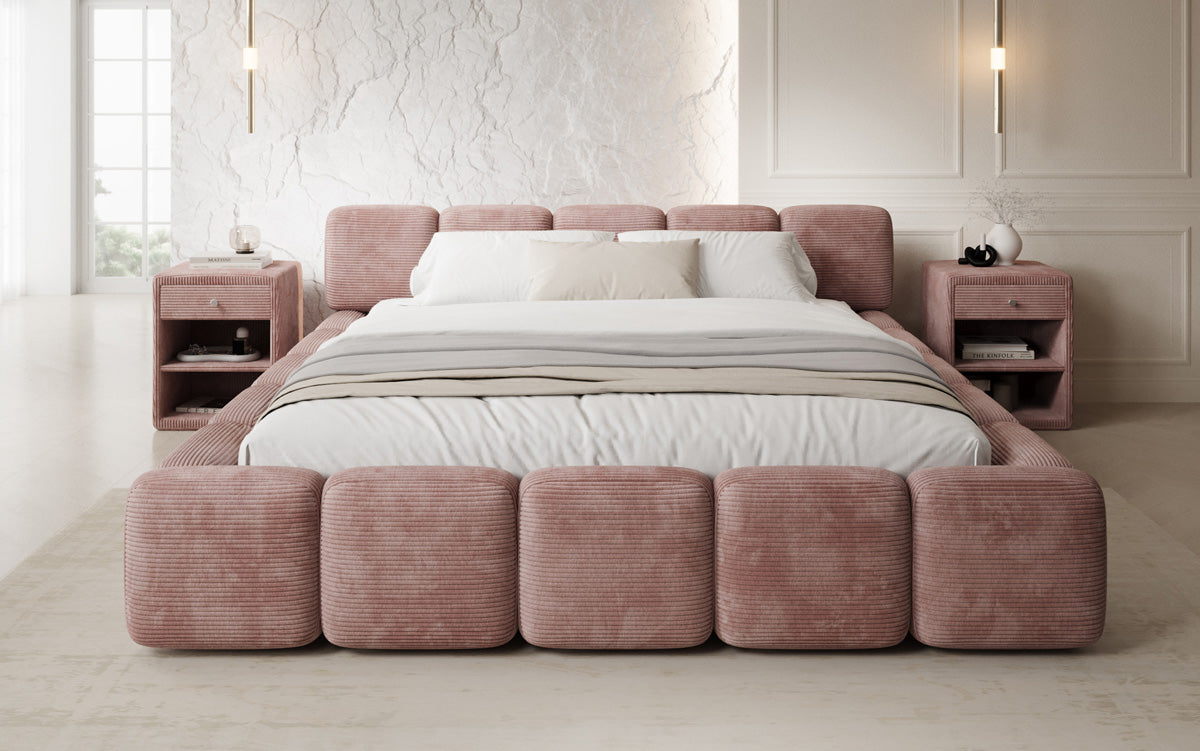 Designer-Polsterbett Giulia Cord mat Späicherplaz