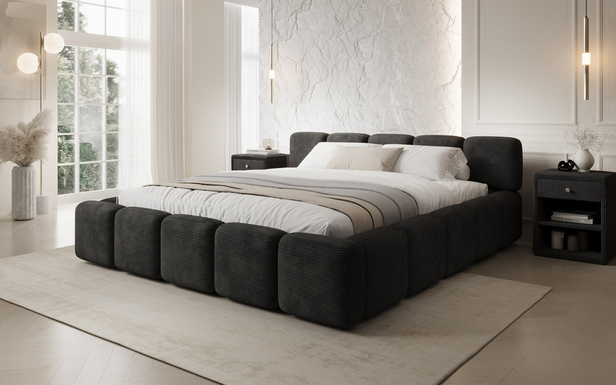 Designer-Polsterbett Giulia Cord mat Späicherplaz