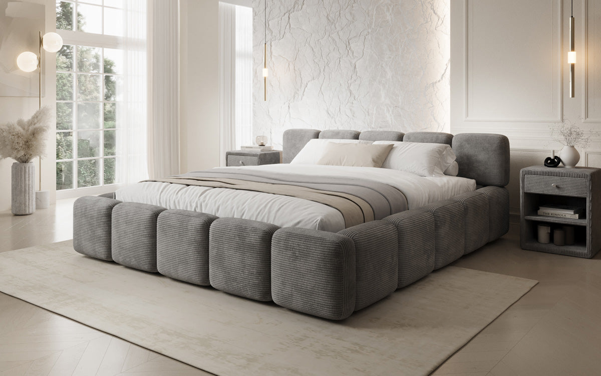 Designer-Polsterbett Giulia Cord mat Späicherplaz