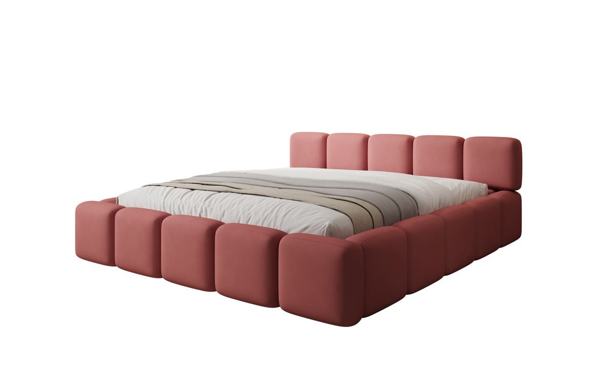 Lit rembourré design Giulia en Tissu avec espace de rangement