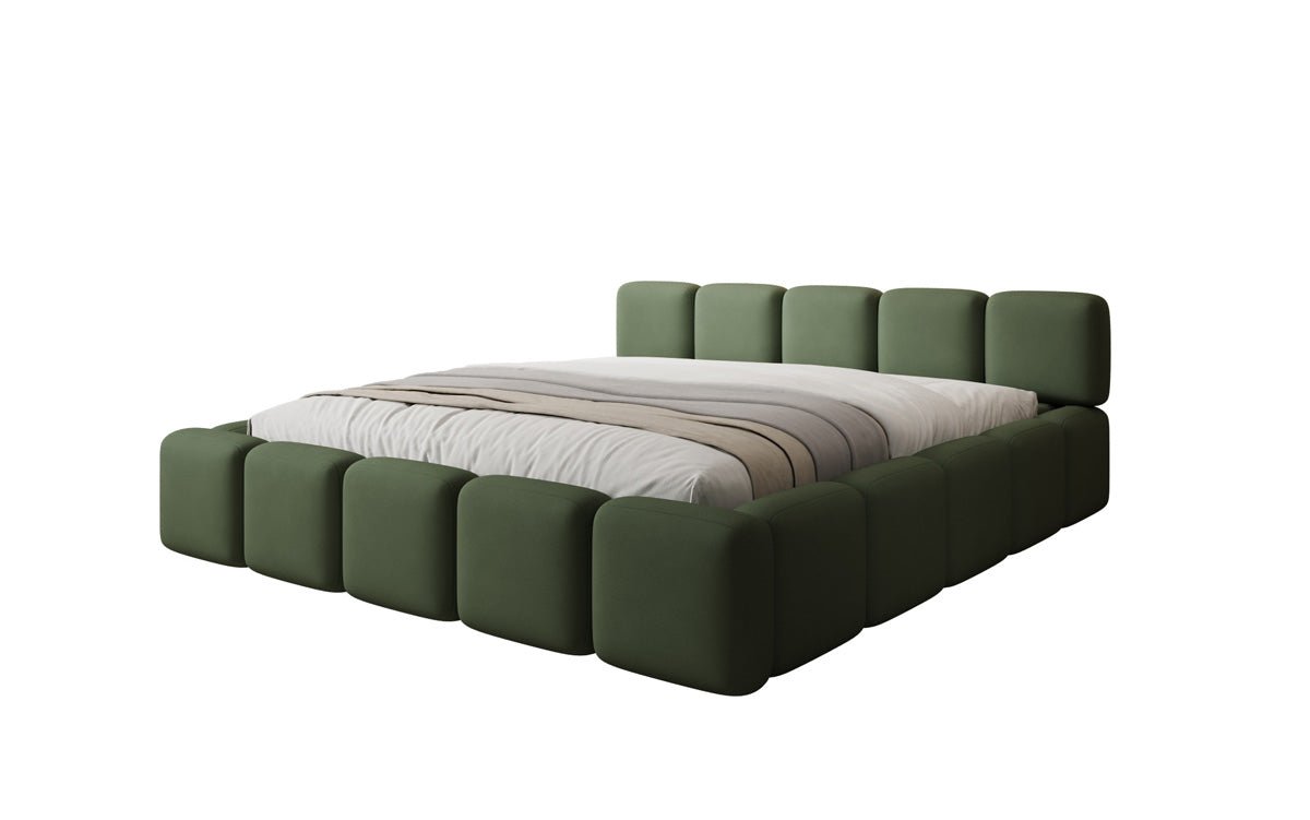 Lit rembourré design Giulia en Tissu avec espace de rangement