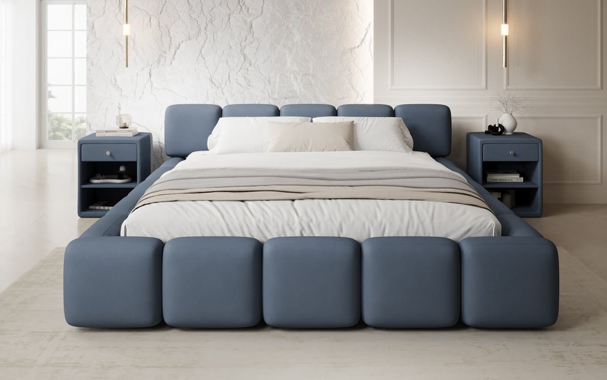 Lit rembourré design Giulia en Tissu avec espace de rangement