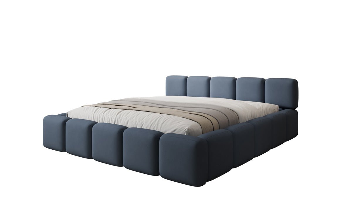 Lit rembourré design Giulia en Tissu avec espace de rangement