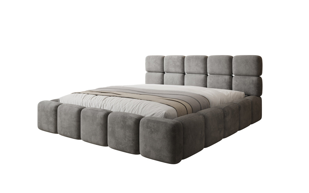 Lit rembourré design Matilda Côtelé avec espace de rangement