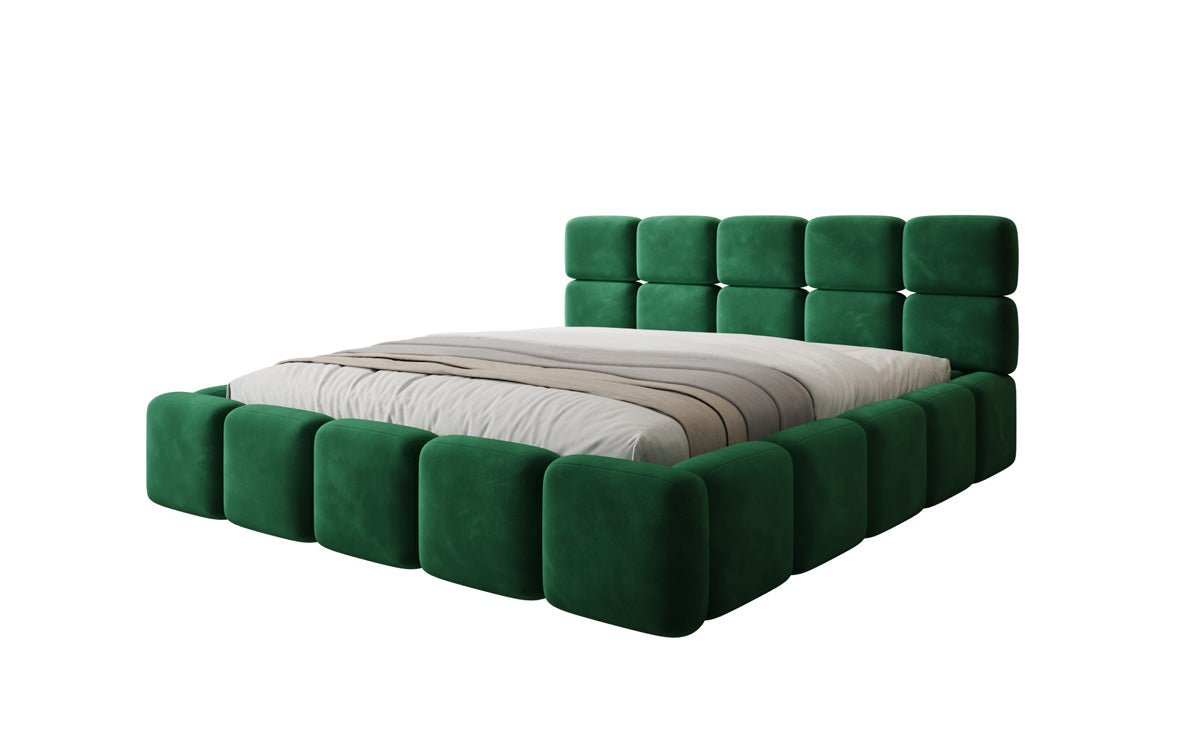 Lit rembourré design Matilda en Velours avec espace de rangement