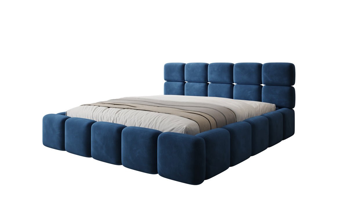 Lit rembourré design Matilda en Velours avec espace de rangement