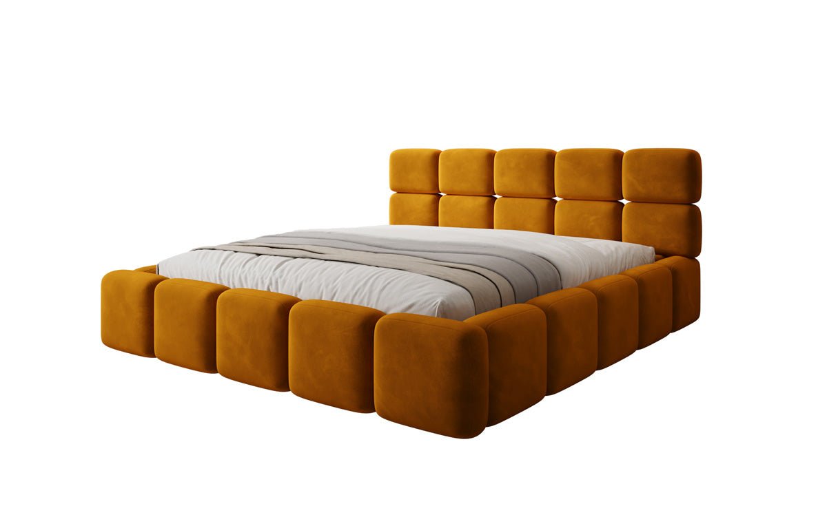 Lit rembourré design Matilda en Velours avec espace de rangement