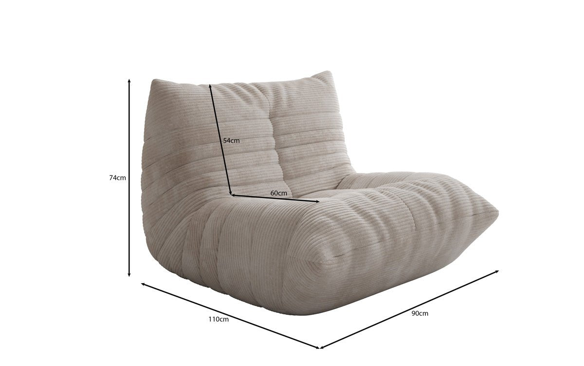 Fauteuil canapé design Calmo en Côtelé