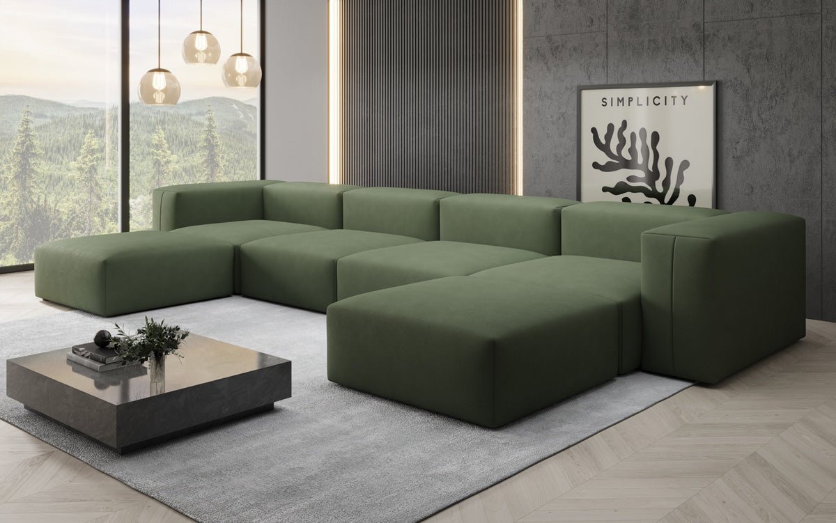 Designer U Sofa Snug in Fabric