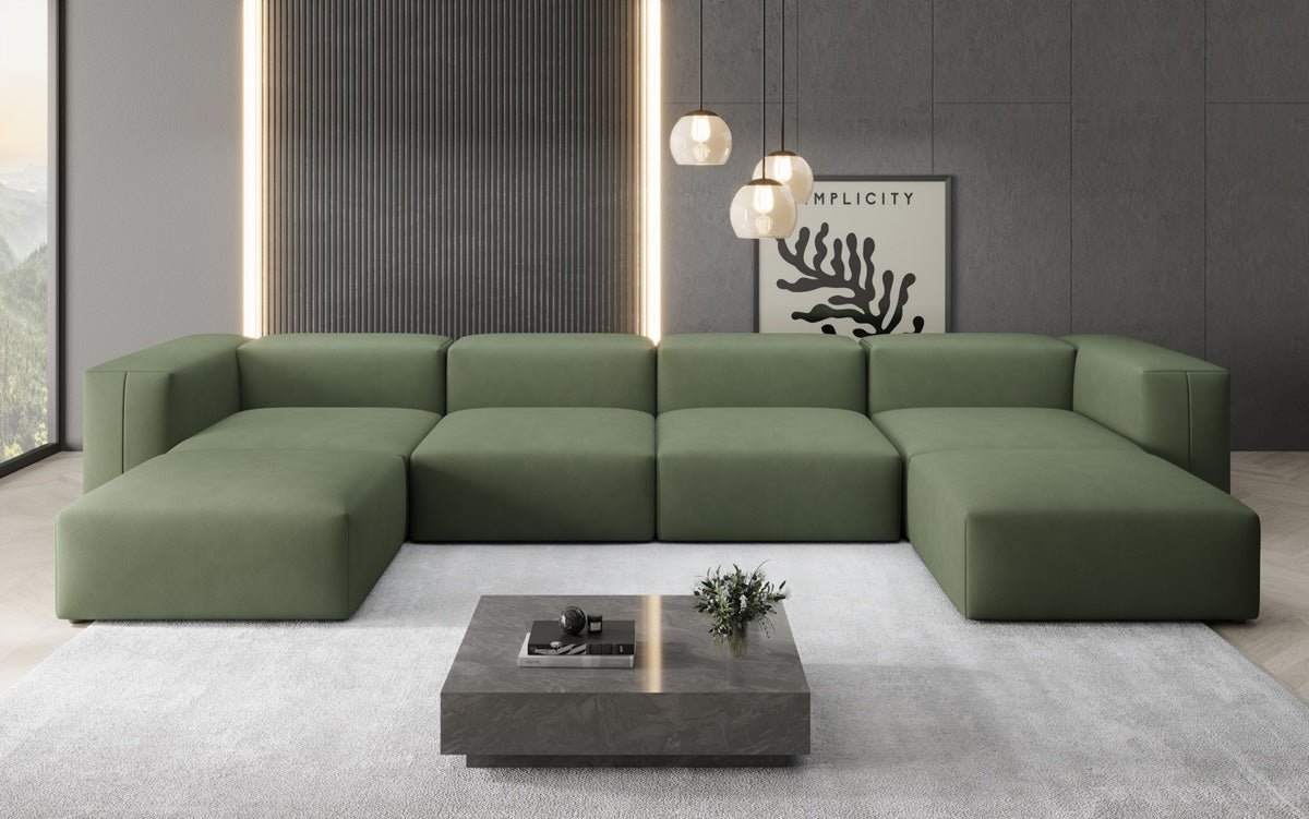 Designer U Sofa Snug in Fabric