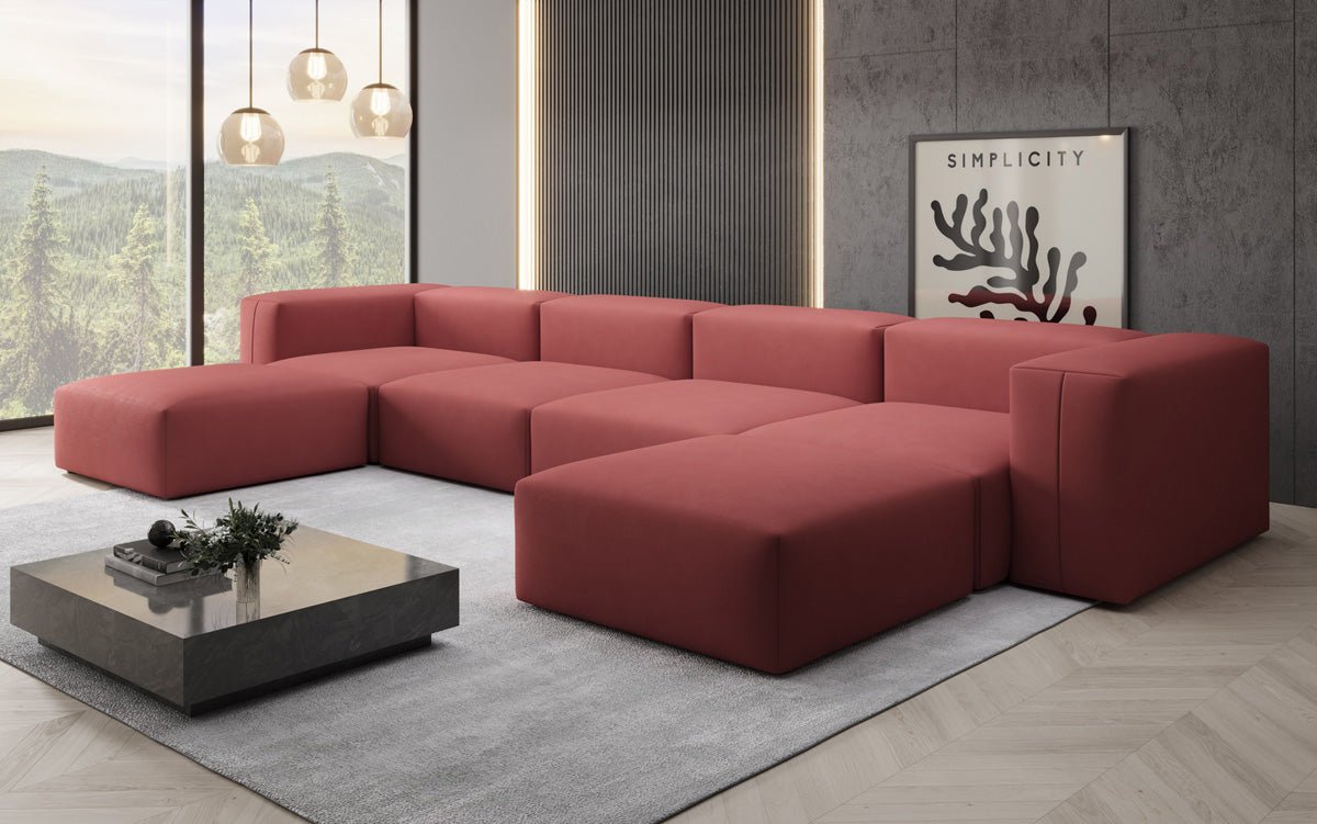 Designer U Sofa Snug in Fabric