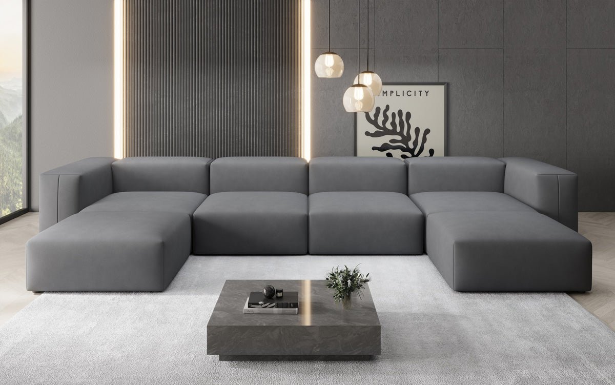 Designer U Sofa Snug in Fabric