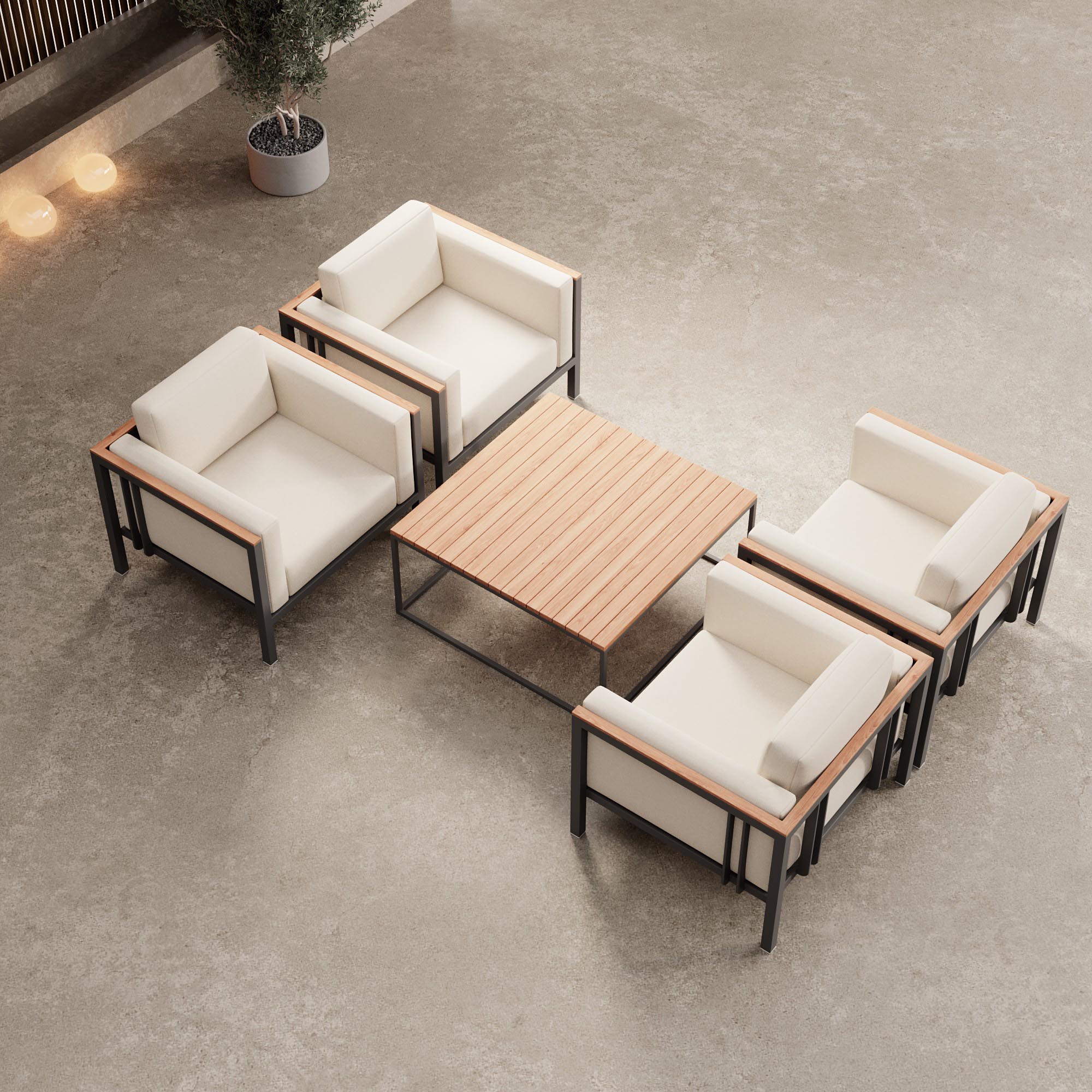 Euphoria – 4 Loungesessel & Tisch aus Aluminium | Aevora™ Kollektion