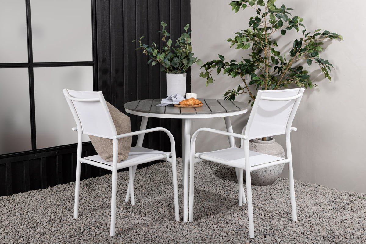 Garden Dining Set Italiano – 3-piece Garden Furniture Set in White/Gray