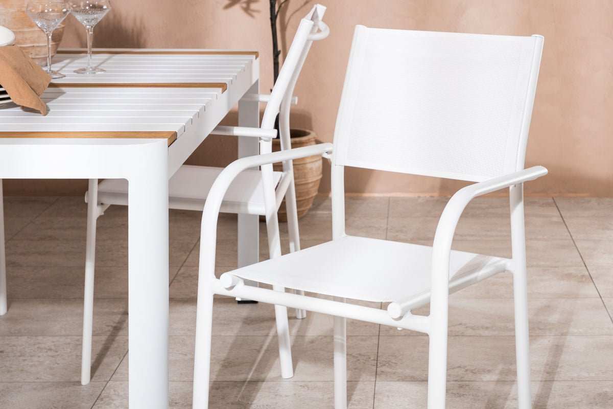 Ensemble de repas de jardin Mareike – Ensemble de mobilier de jardin blanc en 2 tailles