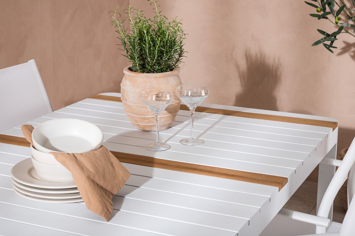 Ensemble de repas de jardin Mareike – Ensemble de mobilier de jardin blanc en 2 tailles