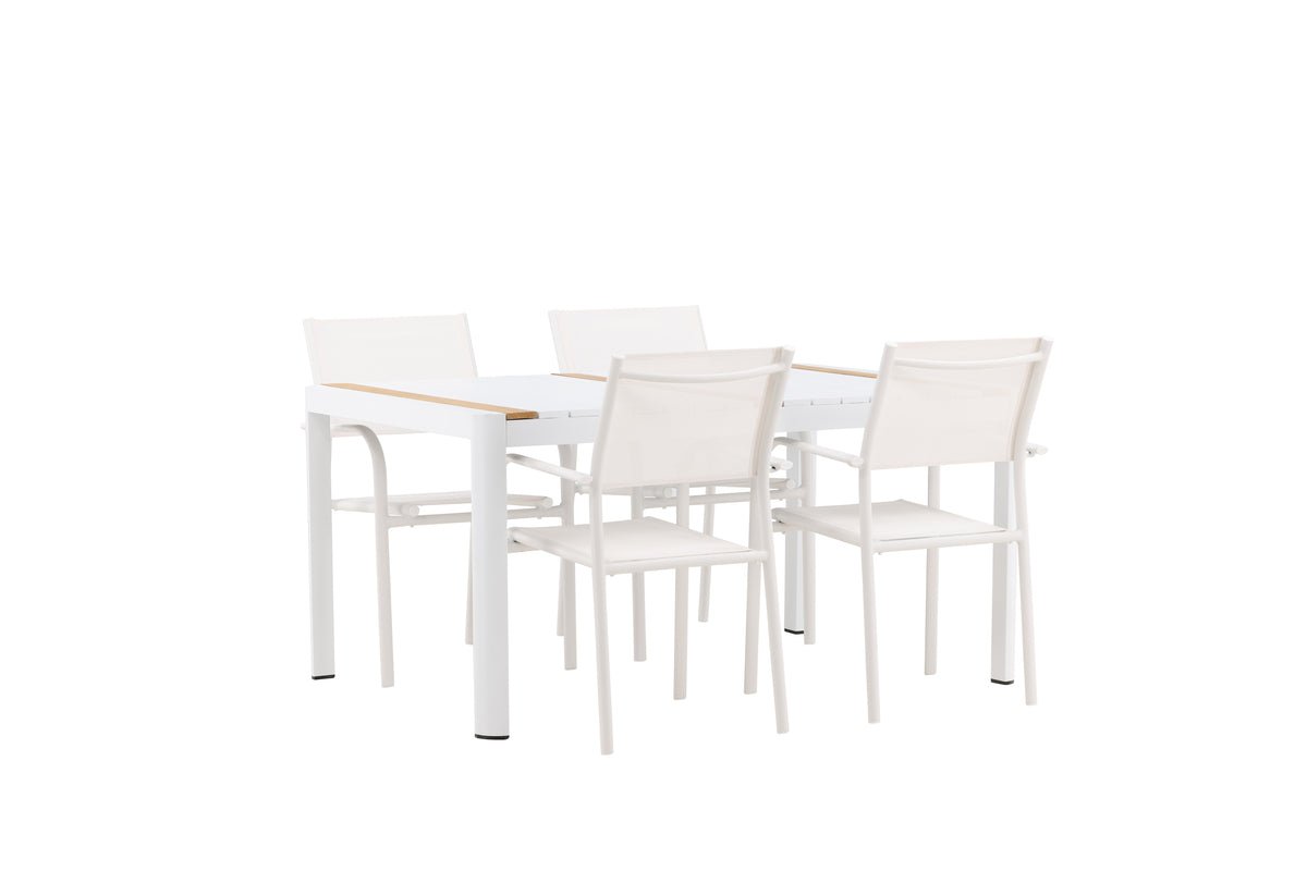 Ensemble de repas de jardin Mareike – Ensemble de mobilier de jardin blanc en 2 tailles