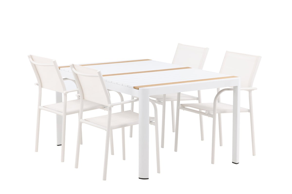 Ensemble de repas de jardin Mareike – Ensemble de mobilier de jardin blanc en 2 tailles