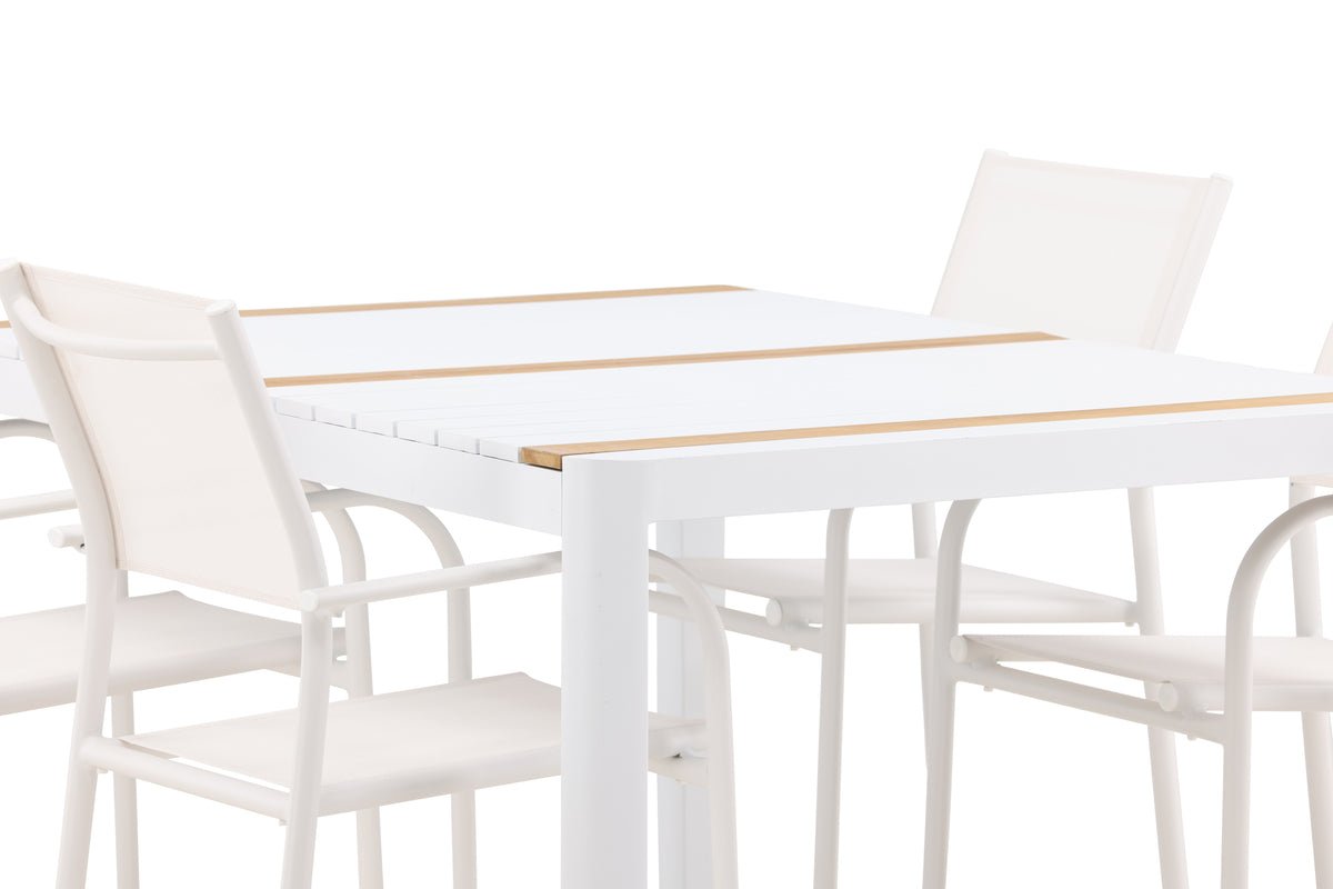 Ensemble de repas de jardin Mareike – Ensemble de mobilier de jardin blanc en 2 tailles