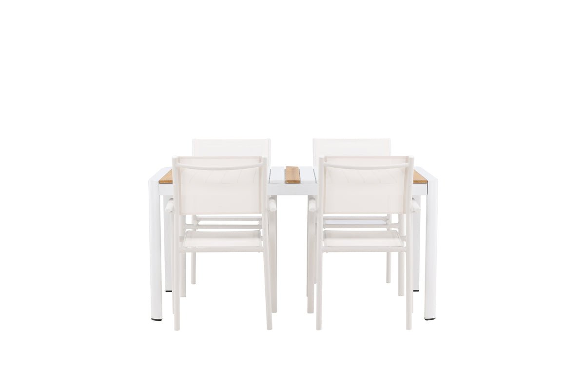 Ensemble de repas de jardin Mareike – Ensemble de mobilier de jardin blanc en 2 tailles