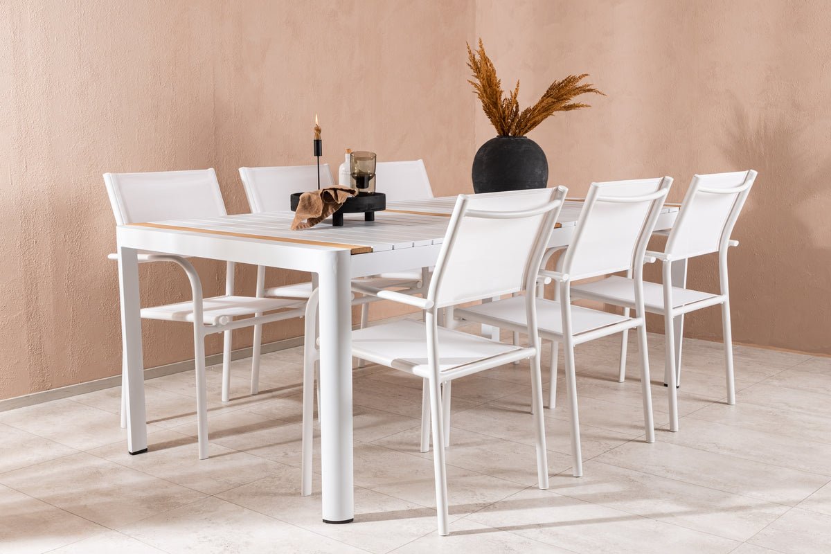 Ensemble de repas de jardin Mareike – Ensemble de mobilier de jardin blanc en 2 tailles