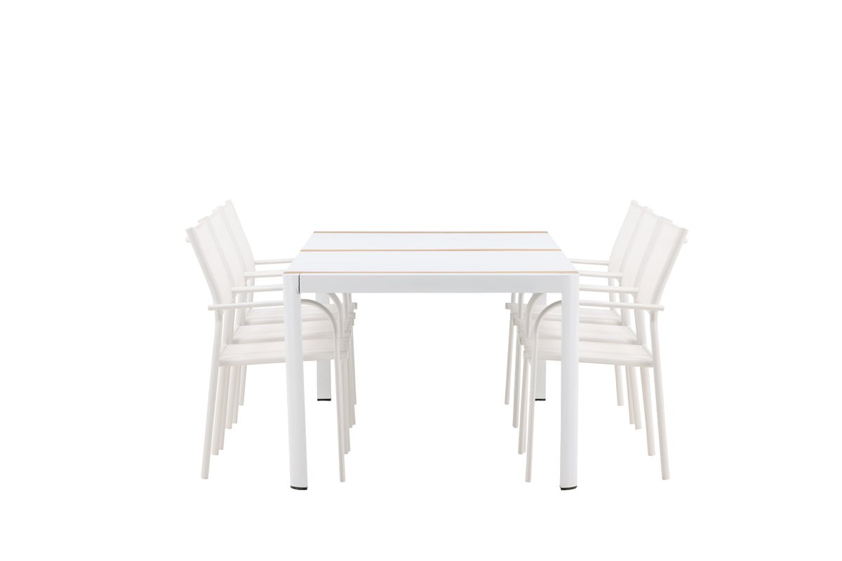 Ensemble de repas de jardin Mareike – Ensemble de mobilier de jardin blanc en 2 tailles