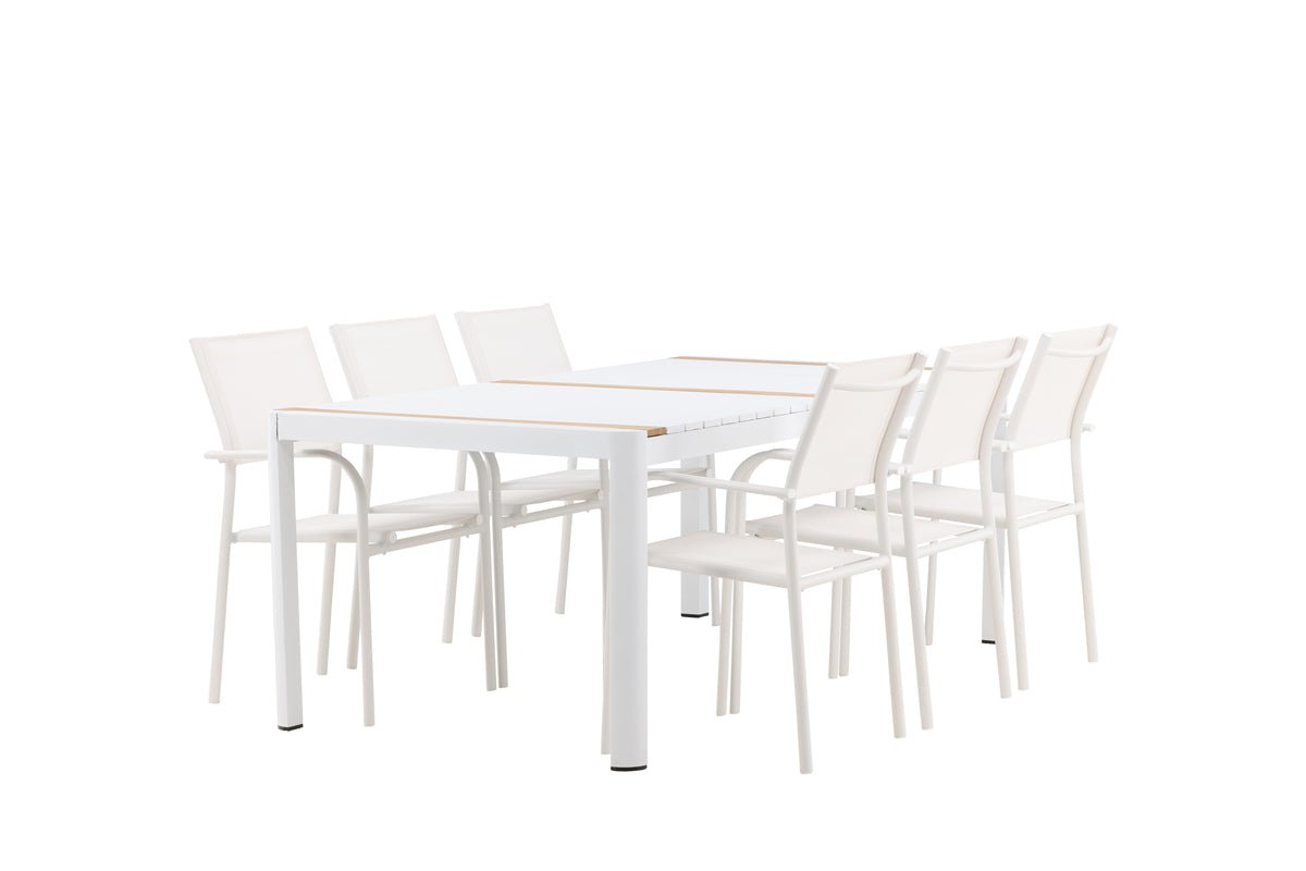 Ensemble de repas de jardin Mareike – Ensemble de mobilier de jardin blanc en 2 tailles