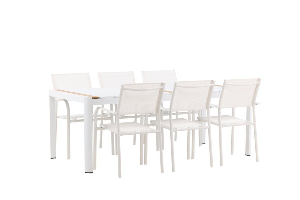 Ensemble de repas de jardin Mareike – Ensemble de mobilier de jardin blanc en 2 tailles