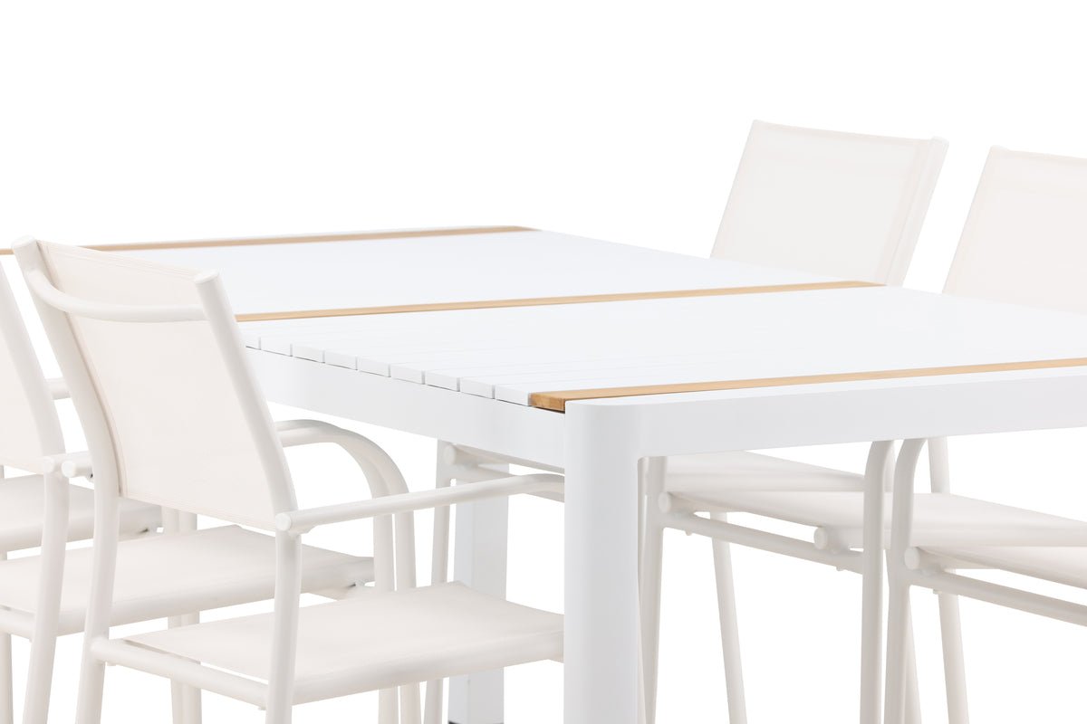 Ensemble de repas de jardin Mareike – Ensemble de mobilier de jardin blanc en 2 tailles