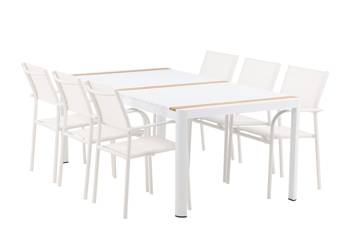 Ensemble de repas de jardin Mareike – Ensemble de mobilier de jardin blanc en 2 tailles