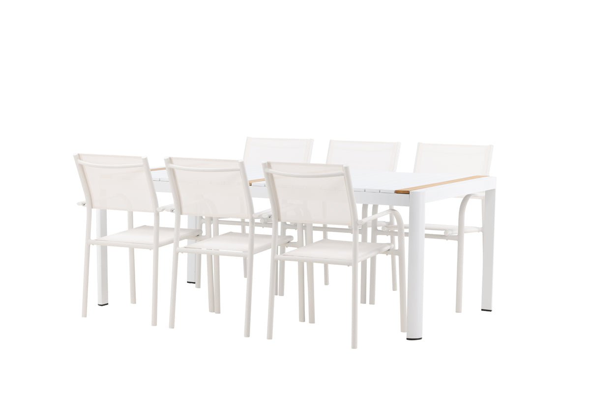 Ensemble de repas de jardin Mareike – Ensemble de mobilier de jardin blanc en 2 tailles
