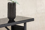 Garten Beistelltisch Pandora - Aus Rattan und Glas in Schwarz