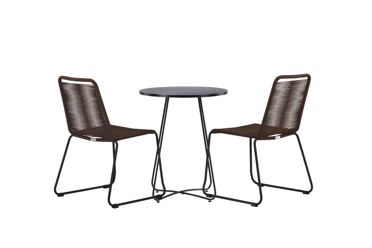 Garten Cafegruppe Aven – 3-teiliges Gartenmöbel-Set in Braun/Schwarz