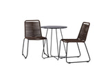 Garten Cafegruppe Aven – 3-teiliges Gartenmöbel-Set in Braun/Schwarz