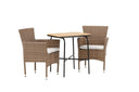 Garten Cafegruppe Rieva – 3-teiliges Gartenmöbel-Set mit Tisch aus Akazie und Stahl