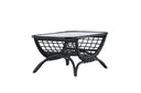 Garten Couchtisch Sarina - Aus Rattan und Glas in Schwarz