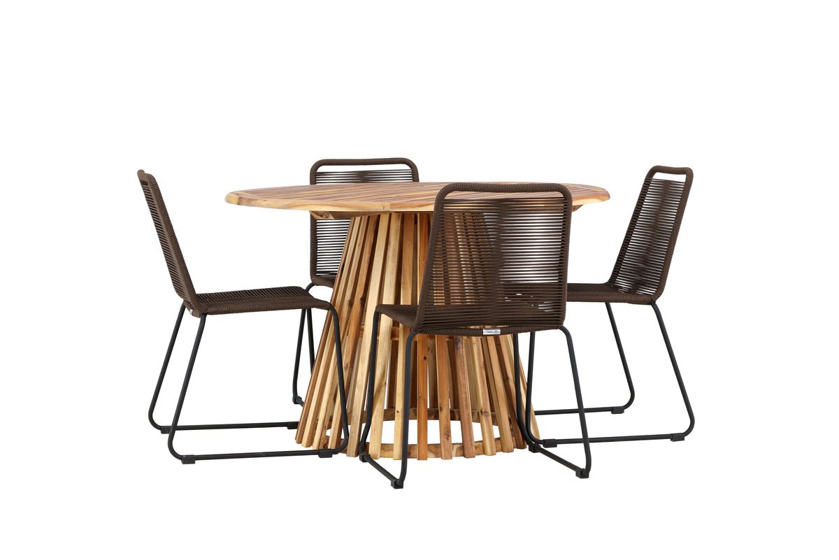 Garten Essgruppe Amano – 5-teiliges Gartenmöbel-Set mit rundem Tisch in 2 Farben