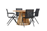 Garten Essgruppe Leone – 5-teiliges Gartenmöbel-Set mit rundem Tisch aus Akazie