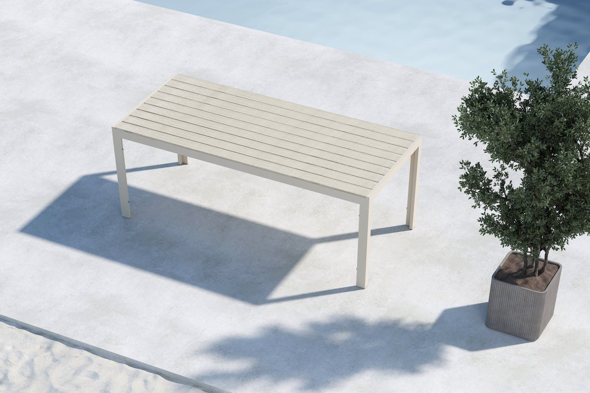 Garten Esstisch Amalfi - 205x90 cm aus Aluminium und Polywood in Beige oder Schwarz
