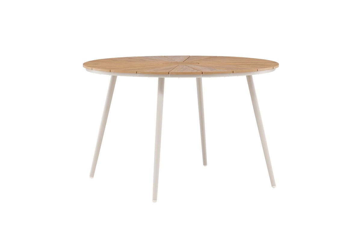 Garten Esstisch Capri - Ø 120cm aus Polywood und Aluminium in Beige oder Schwarz