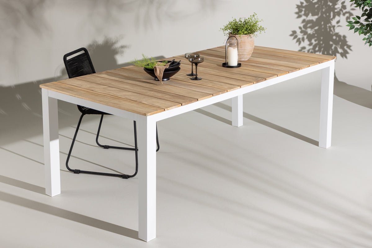 Garden Dining Table Eliano - 210x100 cm with a Teak Wood Tabletop in Natural Finish