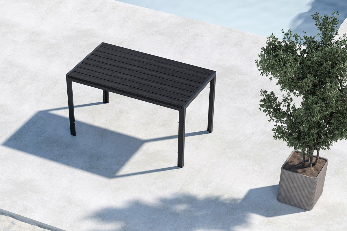 Garten Esstisch Siena - 140x80 cm aus Aluminium und Polywood in Beige oder Schwarz