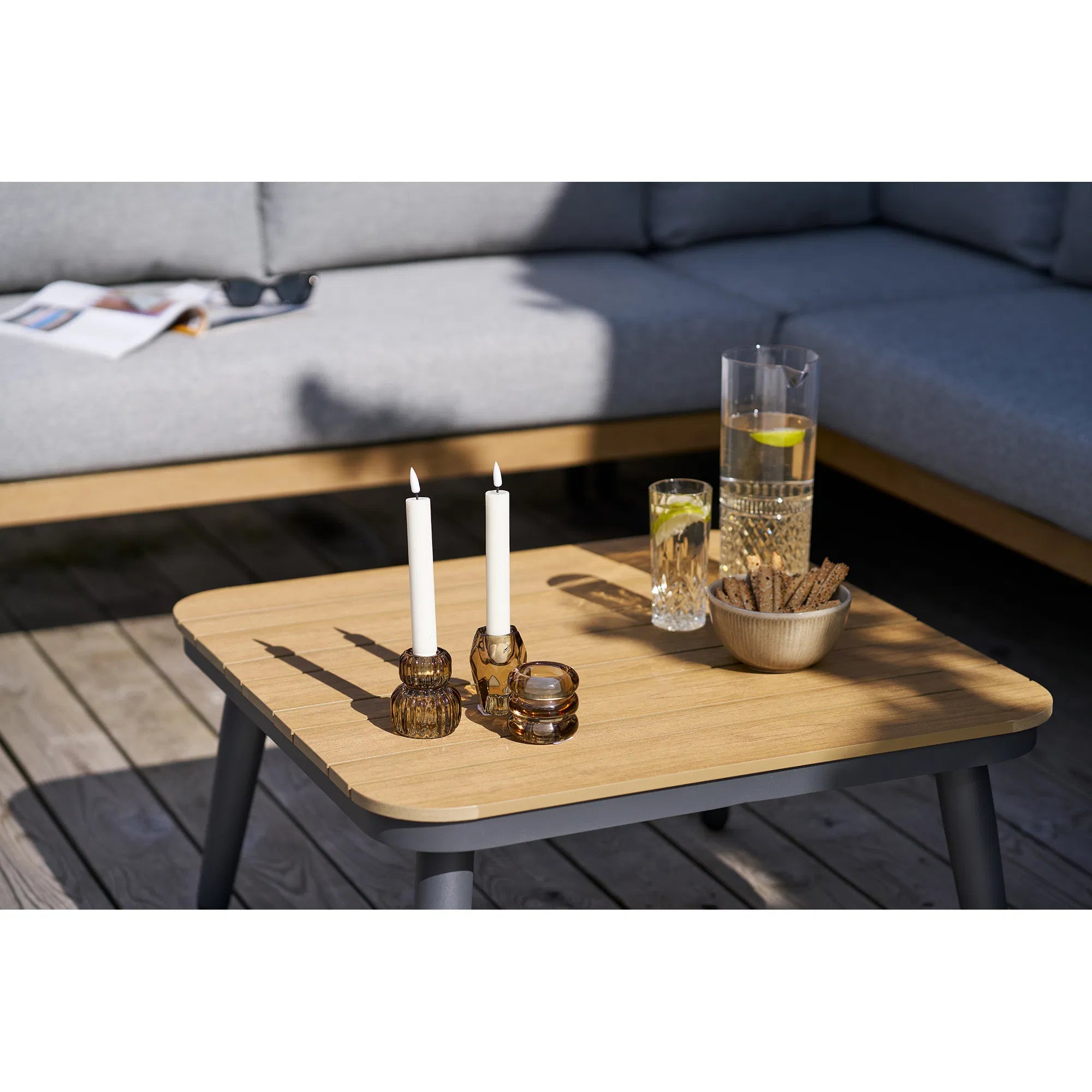 Garten Lounge Set Velmora – mit Aluminiumgestell und Holzoptik-Details