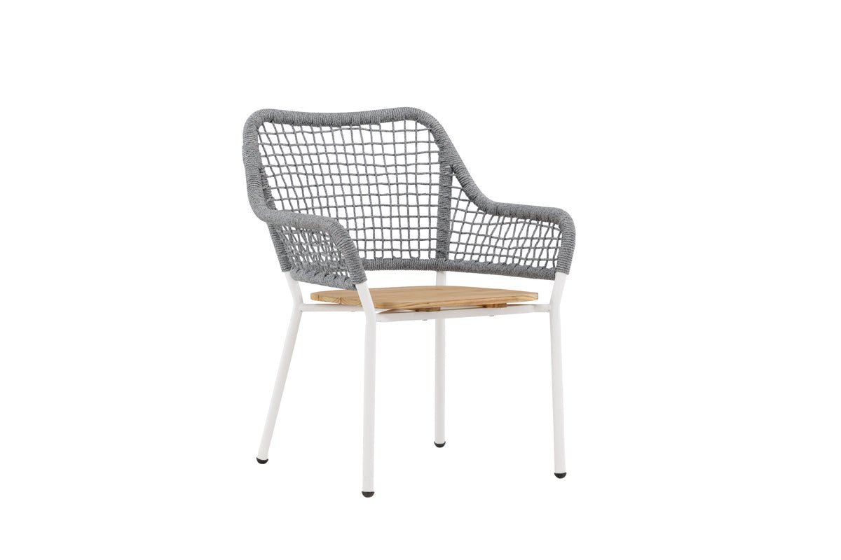 Garten- Loungesessel Amore - In Grau mit einer Sitzfläche aus Teakholz