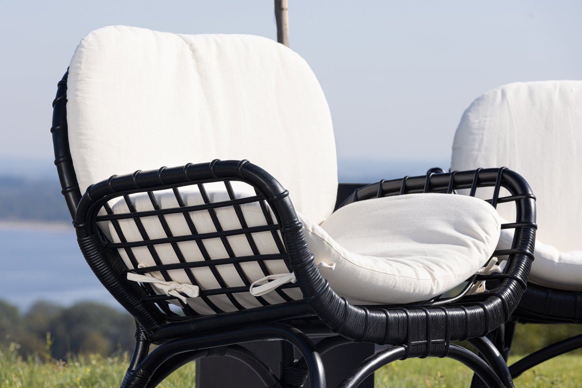 Fauteuil lounge de jardin Porto - En rotin de couleur Noir