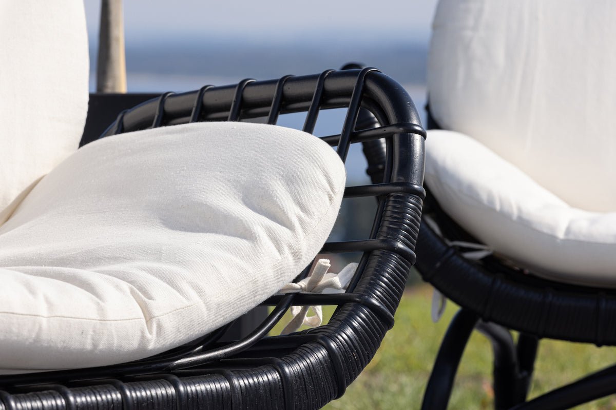 Fauteuil lounge de jardin Porto - En rotin de couleur Noir