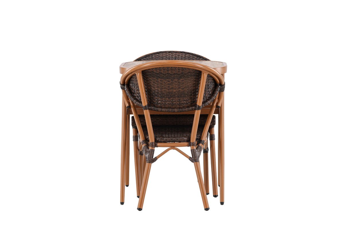 Garten Loungeset Elyon – 3-teiliges Set mit 2 Stühlen & Tisch in Braun