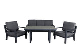 Garten Loungeset Kreta – 4-teiliges Set mit Tisch & dunkelgrauen Kissen